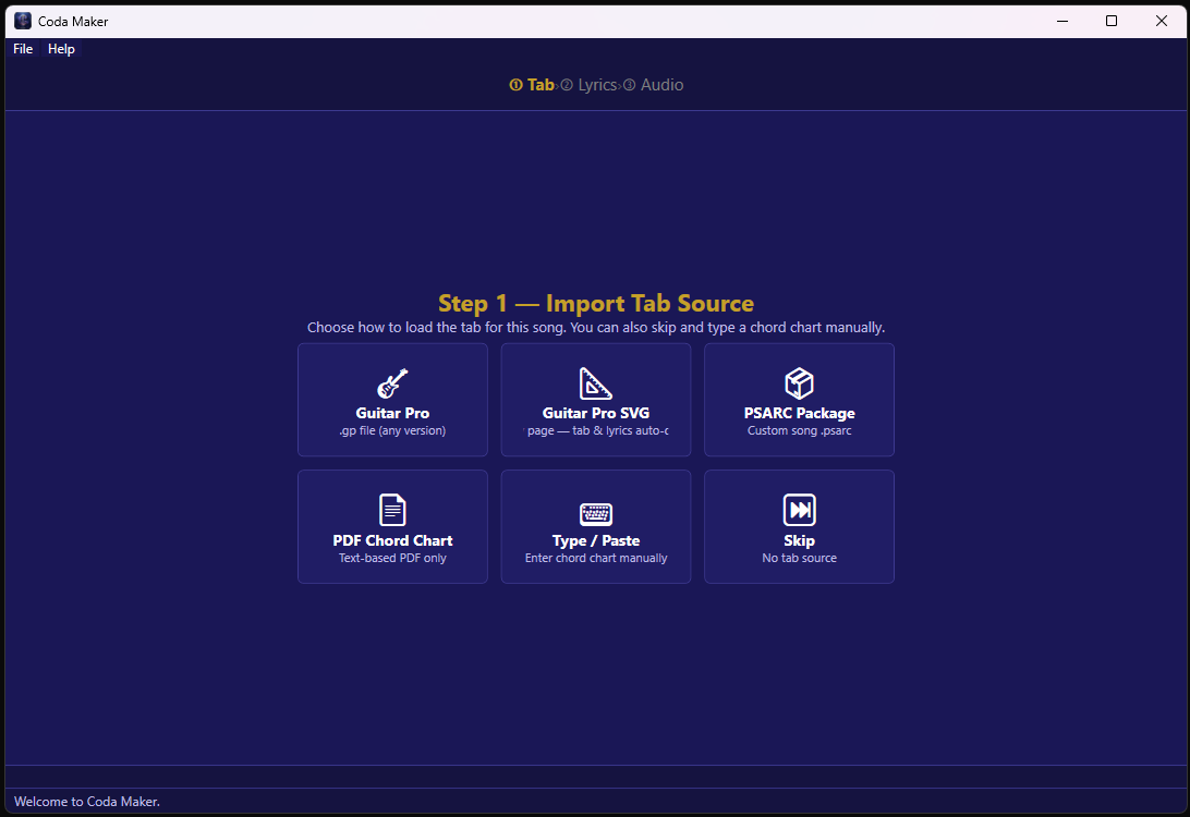 Step 1 — choose your tab source