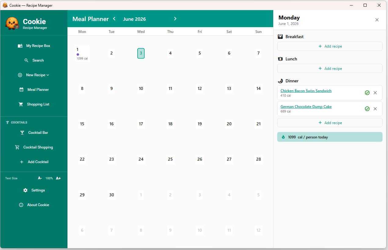 Meal Planner — drag recipes onto any day of the week